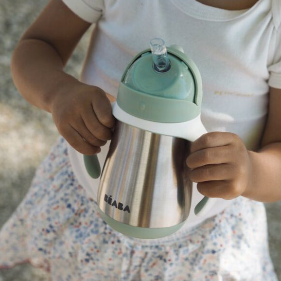 Béaba - Taza Inox con Popote y Asas - Verde